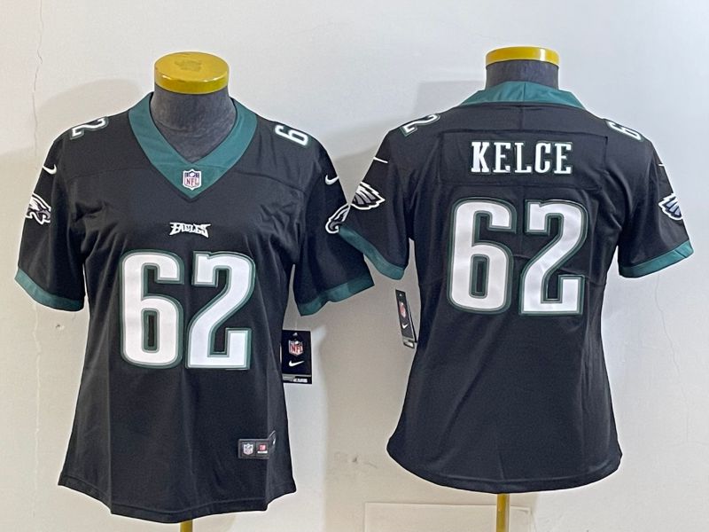 Youth Philadelphia Eagles 62 Kelce Black 2025 Nike Vapor Limited NFL Jersey style 1